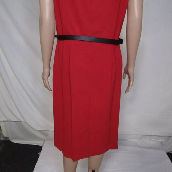 NEW BROOKS BROTHERS Womens Cap Sleeve Belted Cowl Neck Dress Size 12 Red - Picture 4 of 8